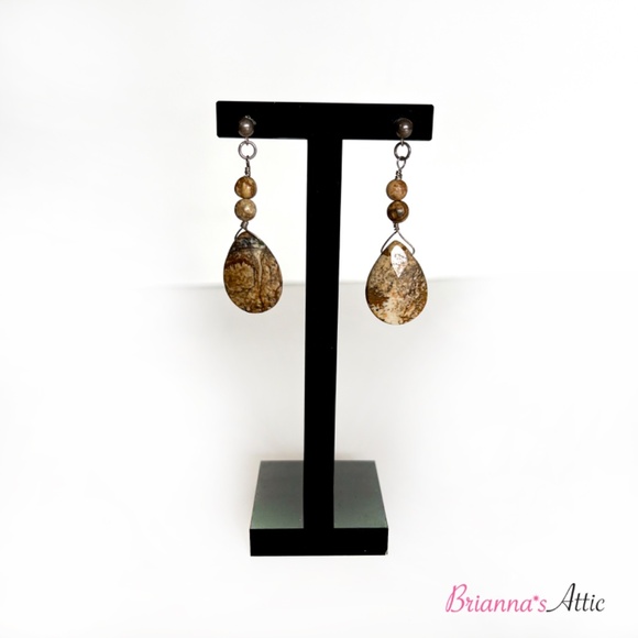 Picture Jasper Dangle Drop Handmade Earrings for Women - Picture 2 of 7